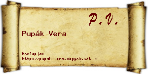 Pupák Vera névjegykártya